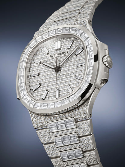 Patek Philippe Nautilus , 41 mm, 18k white gold with 1285 diamonds, self-winding manufacture calibre 26-330 | Reference Number PP420081